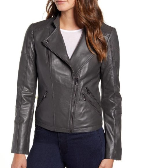 Sam Edelman Lambskin Leather Moto Jacket - Picture 3 of 11
